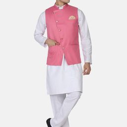 TAHVO Men Pink Kurta with Pyjamas image 2