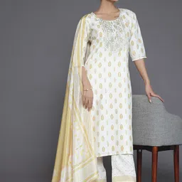 Libas Floral Printed Regular Sequinned Kurta with Palazzo & Dupatta-8