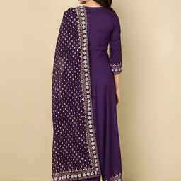 NISHABD Ethnic Motif Yoke Design Anarkali Kurta & Palazzos With Dupatta image 5