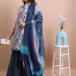 Vishudh Blue Printed Regular Kurta With Sharara & Dupatta image 4