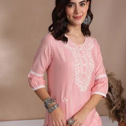 Anouk Women Ethnic Motifs Embroidered Regular Thread Work Kurta with Trousers-18