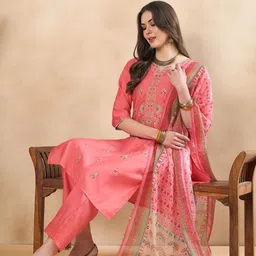 Anouk Women Embroidered Regular Sequinned Kurta with Trousers & With Dupatta-picture-6