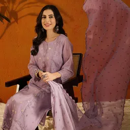 Anouk Ethnic Motifs Embroidered Sequinned Kurta With Trouser & Dupatta-29