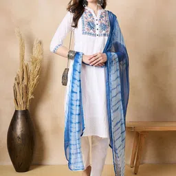 Anouk Regular Thread Work Pure Cotton Kurta with Trousers & With Dupatta-picture-53