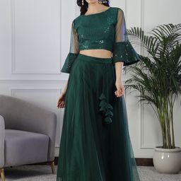 NEUDIS Soft Net Flared Maxi Lehenga Skirt image 3
