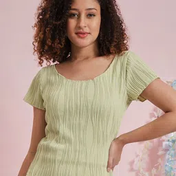 Athena Round Neck Short Sleeves Textured Top-image-38