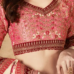 FABPIXEL Embroidered Thread Work Semi-Stitched Lehenga & Unstitched Blouse With Dupatta image 2