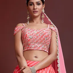 FABPIXEL Embellished Semi-Stitched Lehenga & Unstitched Blouse With Dupatta image 2