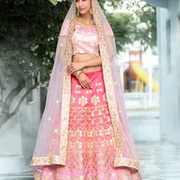 SAPTRANGI Embroidered Semi-Stitched Lehenga & Unstitched Blouse With Dupatta Set-picture-25