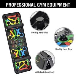 generic Push Up Board with Hand Gripper, Foldable Workout Board with Colour-Coded Exercise Guide, Home Gym Fitness Equipment Set of 2 Combo image 3
