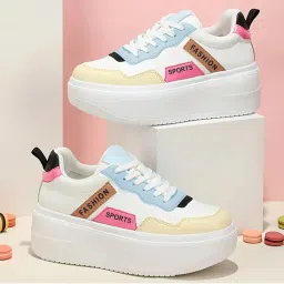 Shoetopia Smart Casual Lace-Up White Sneakers-picture-11