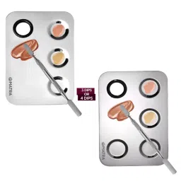 Matra Stainless Steel Makeup Mixing Palette with Spatula Tool & Dips Cosmetic Makeup Blending Tray-picture-10