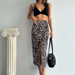 Zwankee Printed Midi Straight Skirt-image-6