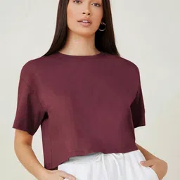 Stylecast X Kotty Women Solid Pockets Regular Fit T-shirt-image-81