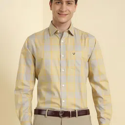 Allen Solly Men Slim Fit Spread Collar Checked Cotton Formal Shirt-picture-3