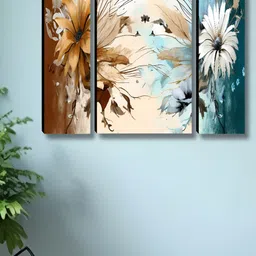 Myntra Elegant Homes Brown & Blue 3 Pieces Floral and Botanical Wall Art-image-19