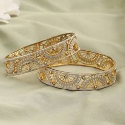 The Pari Set Of 2 Rhodium-Plated American Diamond Studded Bangles-image-25