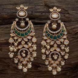 Kushal's Fashion Jewellery Kundan Studded Contemporary Drop Earrings-38