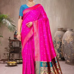 Lookmark Ethnic Motifs Woven Design Zari Banarasi Saree-image-7