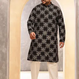 SOJANYA PLUS Men Plus Size Ethnic Motifs Printed Straight Kurta with Pyjamas-picture-14