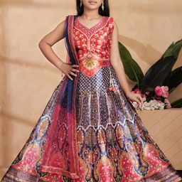 Sangria Girls Red Art Silk Lehenga Choli-picture-41