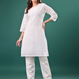 KAYRAAH Women Woven Design Daily Cotton Straight Kurta-image-42