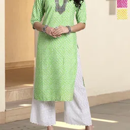 Anouk Rustic Women Pack Of 3 Leheriya Printed Straight Kurta-picture-7
