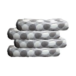 HOUSSE 4-Pcs Grey & White Printed 350 GSM Super Absorbent Ultra Soft Hand Towels-5