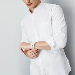 max Men Mandarin Collar Solid Cotton Casual Shirt-picture-17