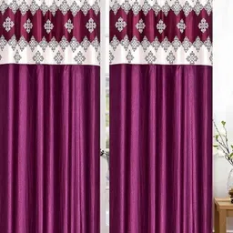 Lunar Days Maroon 3 Pieces Room Darkening Long Door Curtains-image-16