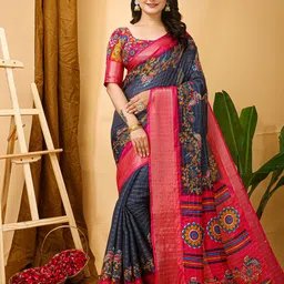 HERE&NOW Woven Design Zari Silk Cotton Banarasi Saree-picture-26