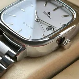 EMPERO Unisex Rectangle Metal Strap With Date Display Analog WatchEAB222 White Dial Date image 3