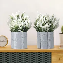 Myntra Elegant Homes Grey 2 Pieces Artificial Plant With Pot-2