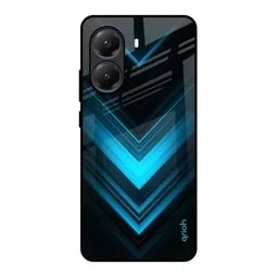 QRIOH Vertical Blue Arrow Printed Poco X7 Pro 5G Glass Back Case-image-4