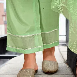Anouk Women Embroidered Regular Sequinned Chanderi Cotton Kurta with Palazzos & With Dupatta image 3