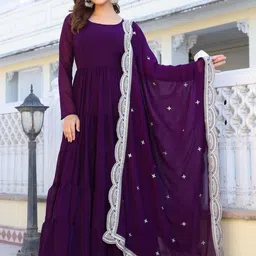 KALINI Women Ethnic Motifs Layered Kurta with Pyjamas & With Dupatta-image-62