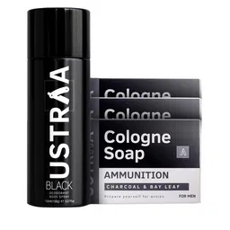 Ustraa Deodorant Body Spray & Pack of 3 Ammunition Cologne Soap-58