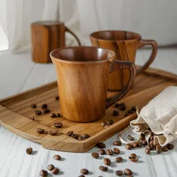 The Brand Barrel Brown Natural Elements Textured Wood Glossy Mugs Set of Cups and Mugs-image-20