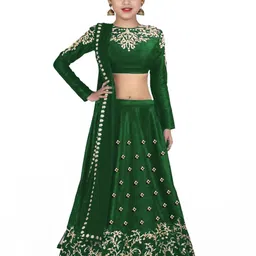 F Plus Fashion Girls Satin Semi-Stitched Lehenga Choli-picture-48