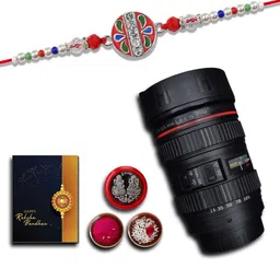 DeoDap Roli Chawal Coin Mug & Greeting Card Rakhi Gift Set-image-24