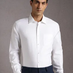 Louis Philippe Men Textured Spread Collar Pure Cotton Formal Shirt-picture-27