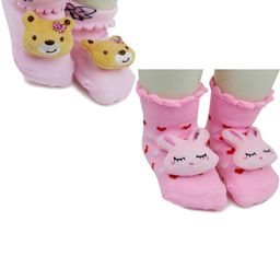 NESKA MODA 6 To 12 Months Baby Set Of 2 Pair Cotton Anti Slip Face Ankle Socks/ Booties-image-102