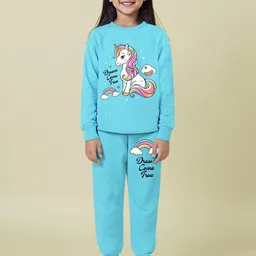 YK X Trampoline Girls Unicorn Printed Round Neck T-Shirt With Track Pant-picture-25
