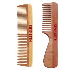 KEYA SETH Set Of 2 Neem Wooden Wide Tooth Combs-13