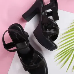 Simplex Footwear Women Block Sandals with Buckles-image-80
