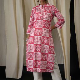 Anouk Geometric Printed Mandarin Collar Pure Cotton Straight Kurta-picture-55