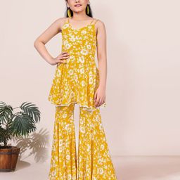 YK Girls Floral Printed Top & Sharara Set-image-64