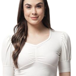 Women Women Sweetheart Neck Puff Sleeve Crop Top-image-71