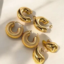 Jewels Galaxy Contemporary Half Hoop Earrings-55