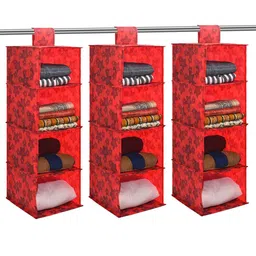 Kuber Industries Red 3 Pieces Foldable Multi-Utility Organisers-98